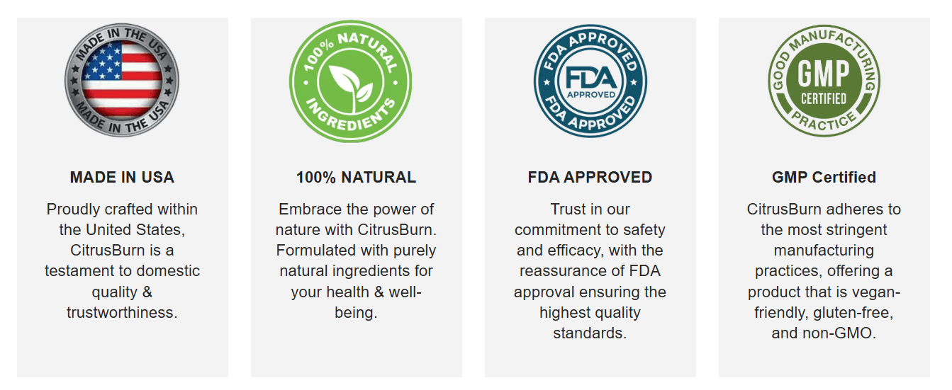 Made in USA, FDA registered & GMP certified supplement facility badges